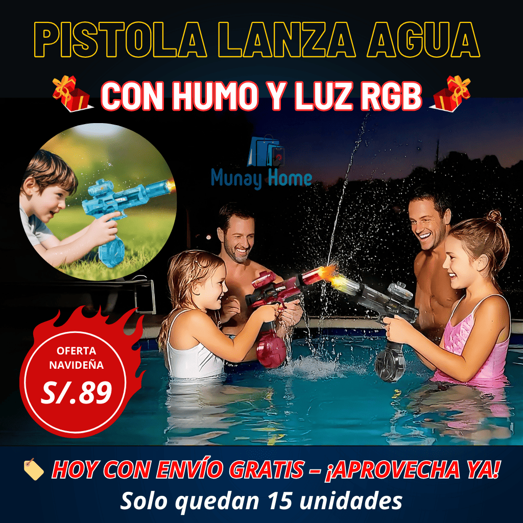 💥 La Pistola de Agua con Luz RGB y Efecto de Humo que Todos Quieren💥